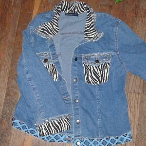 Stylish Blue Denim Jacket with Zebra Print by Forever 21
